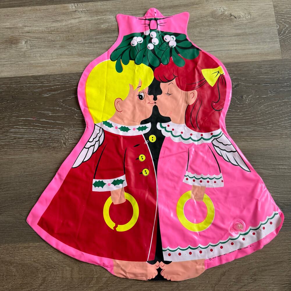 Vintage 1970 Dan -Dee kiss under the mistletoe inflatable Christmas Kitsch